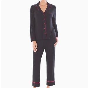 SOMA Cool Nights Pajama Set Blk / Cranberry / XXL